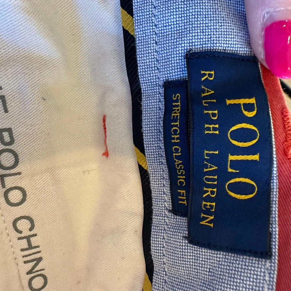 Polo Ralph Lauren Mens Salmon Pink‎ Pickle Sport Embroidered Chino Shorts